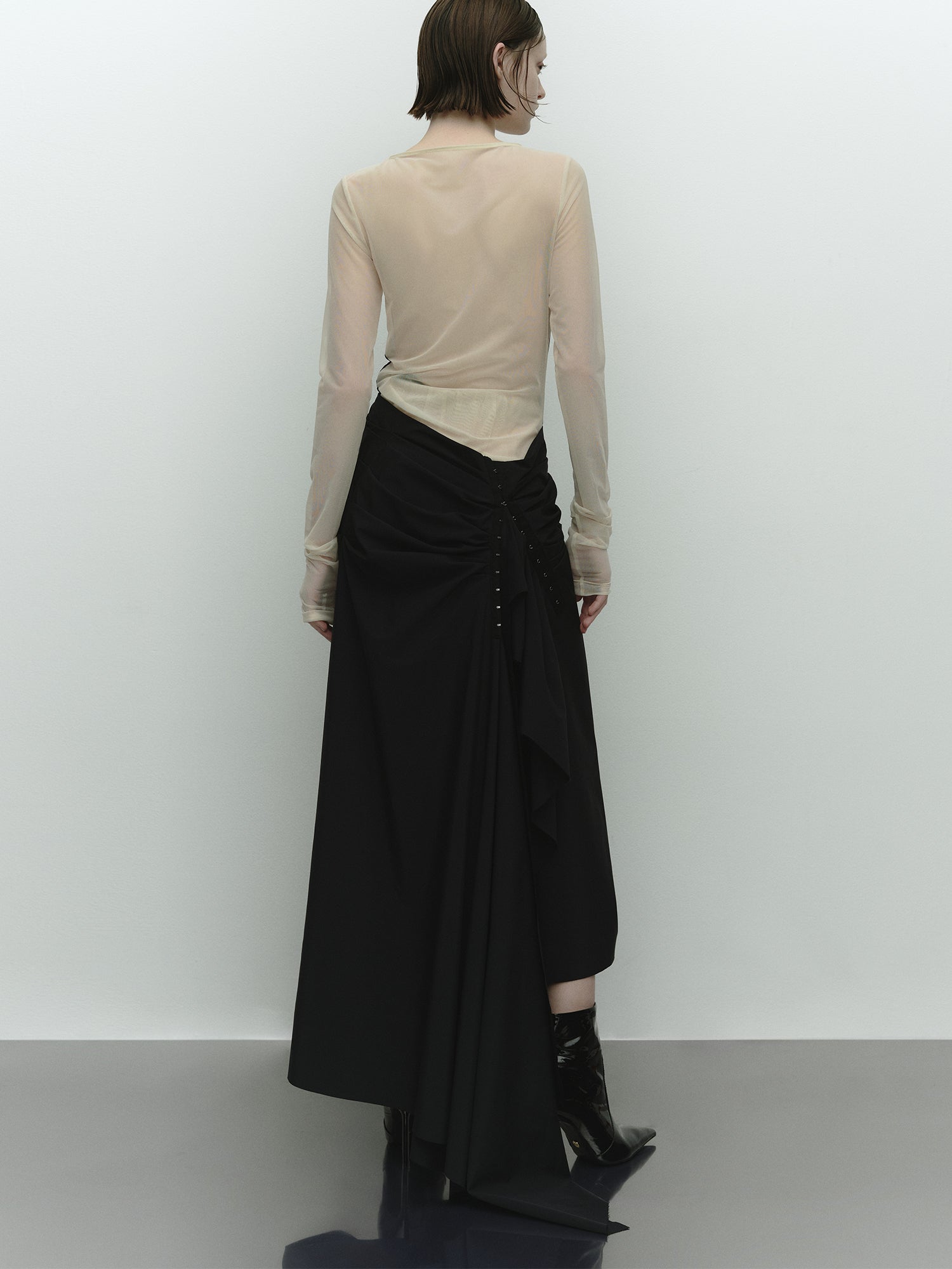 Ceinture Wrap Long Skirt / Black