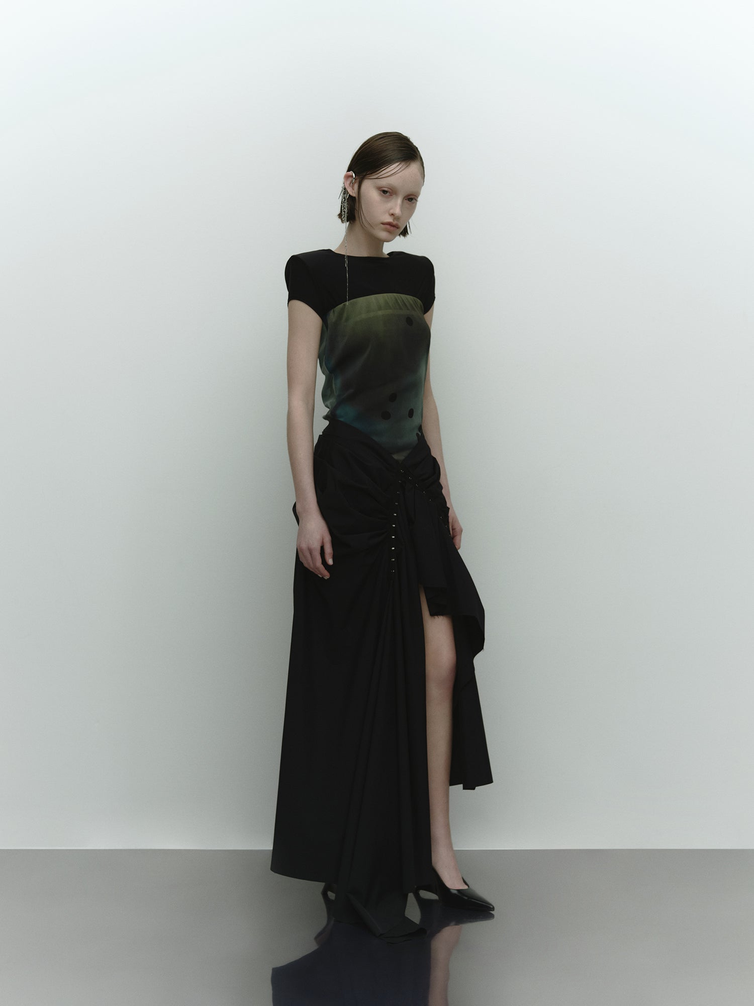 Ceinture Wrap Long Skirt / Black