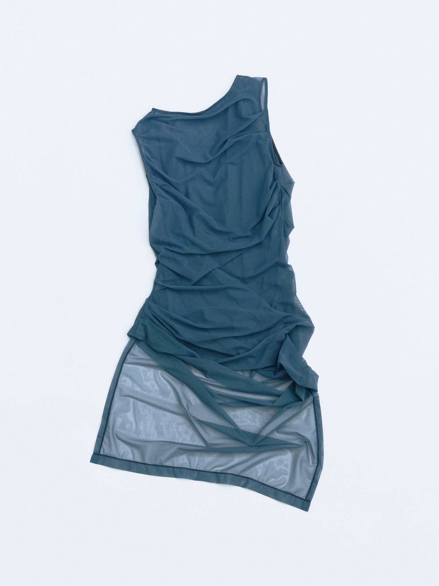 Sheer Drape Lifted Back Hooded Top / Gray