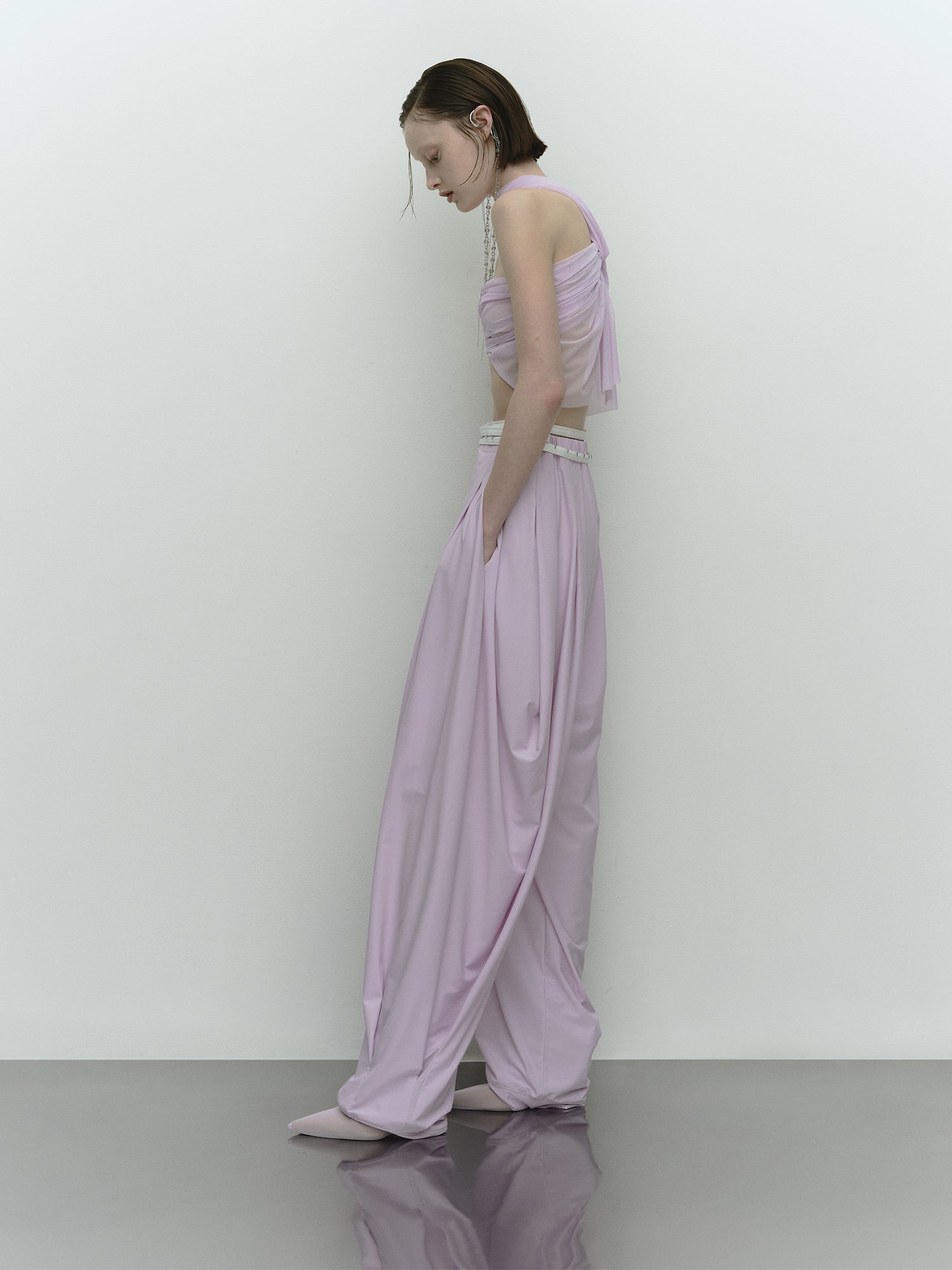 Tricot Knee Tuck Pants