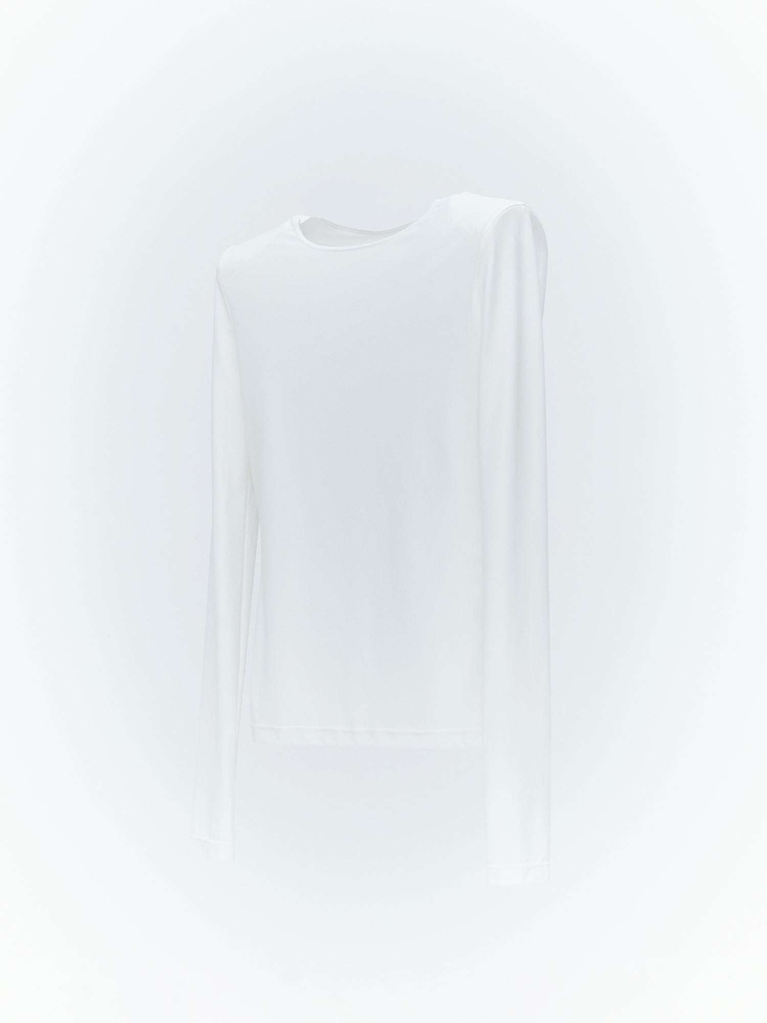 Shoulder Pad Long Sleeve Top / White