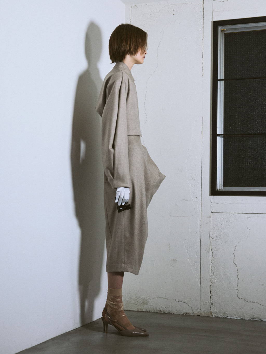 Void tuck skirt / Beige