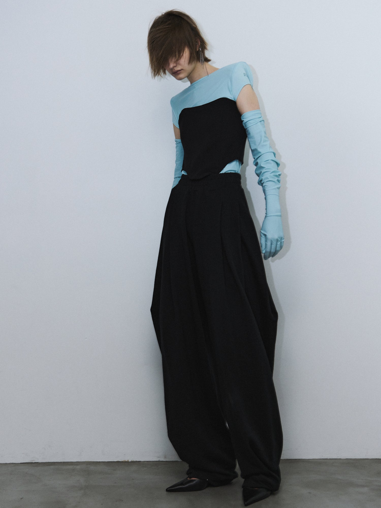 Sweat knees tuck pants / Black