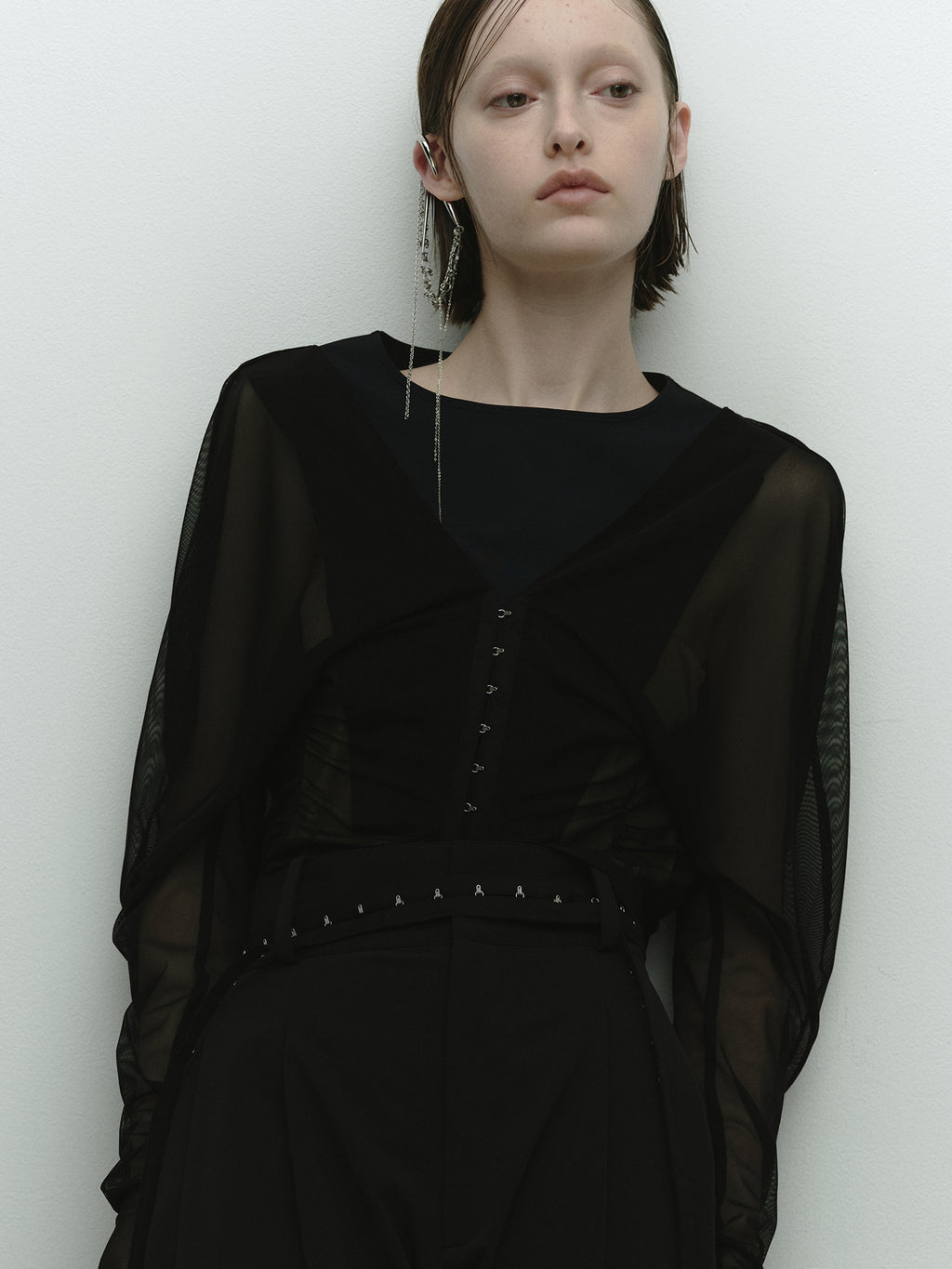 Hook Tape Eye Chain Belt / Black