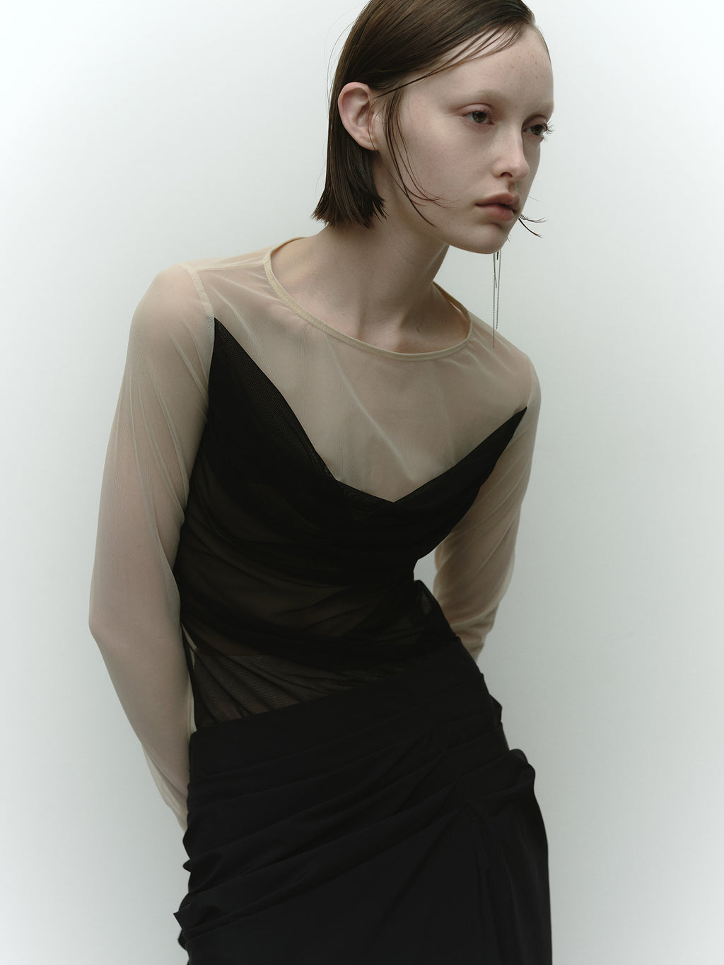 Sheer Drape Top / Black