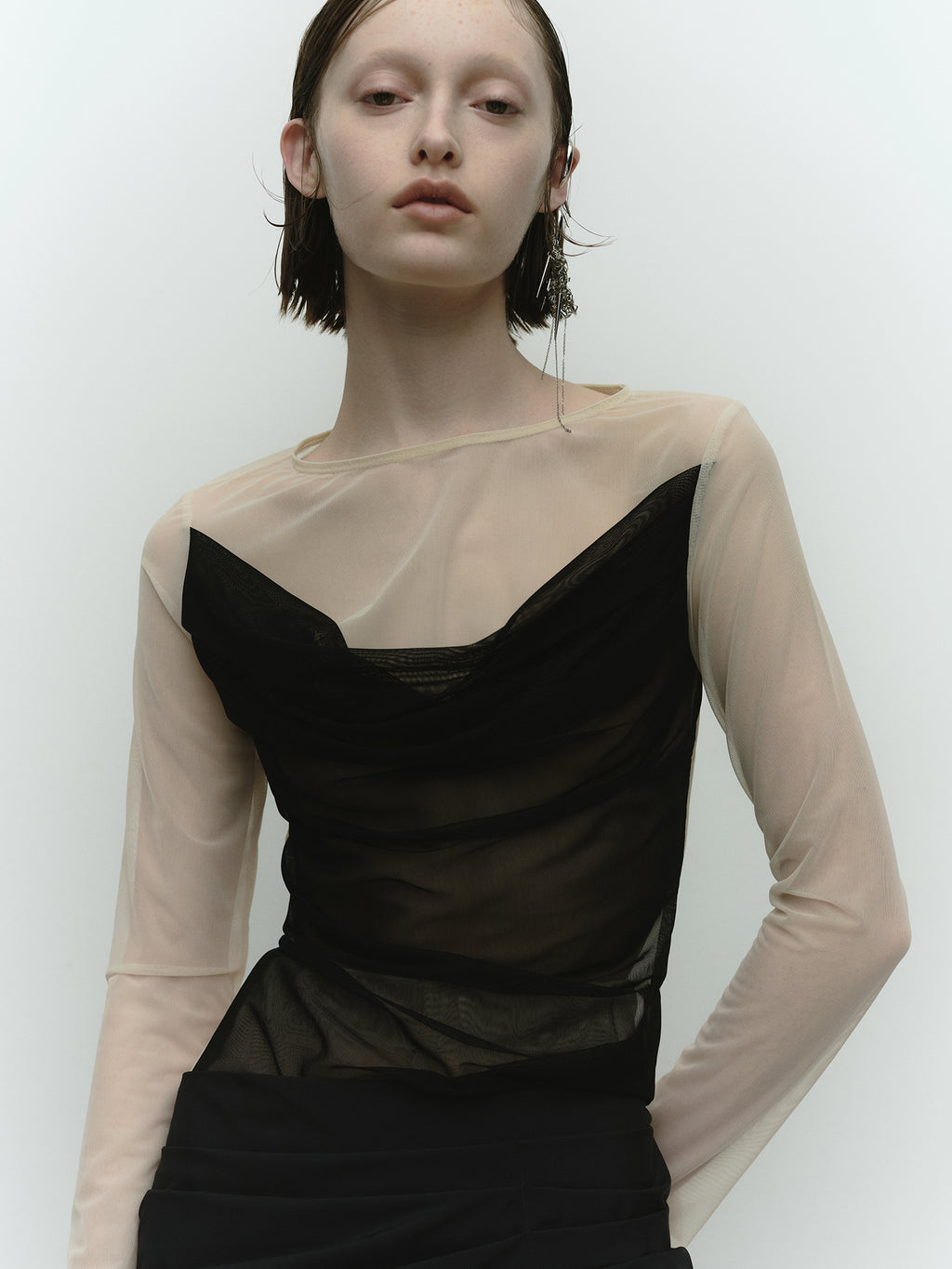 Sheer Drape Top / Black