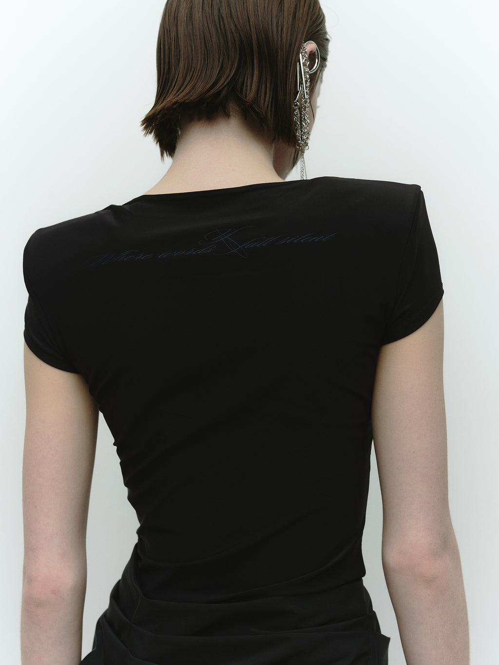 Shoulder Pad Mini Sleeve Top / Black