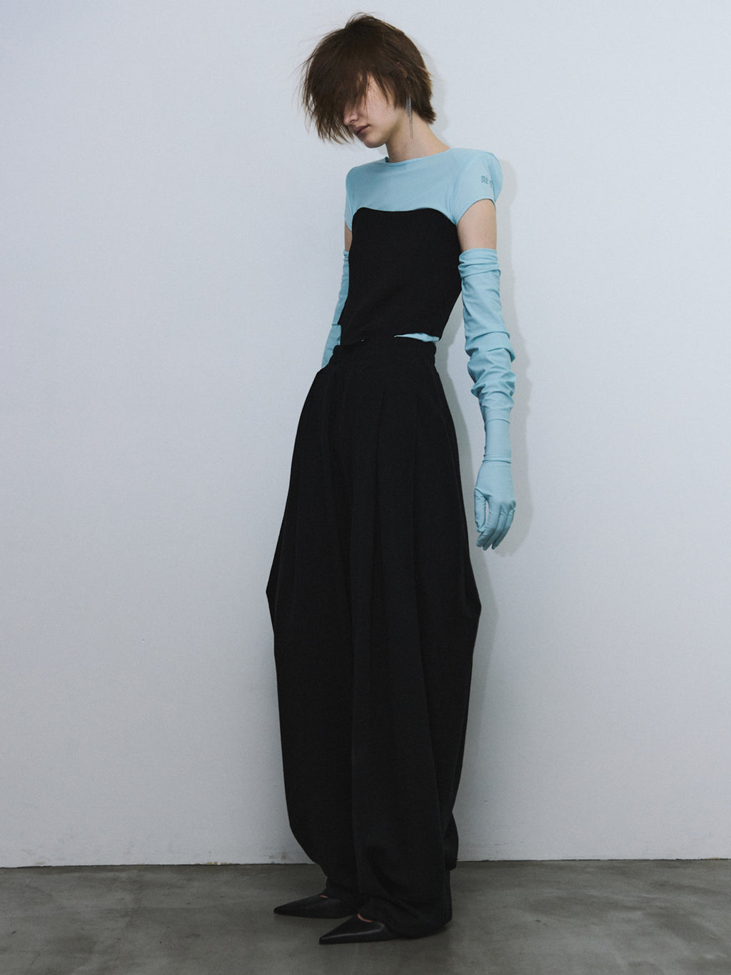 Sweat knees tuck pants / Black