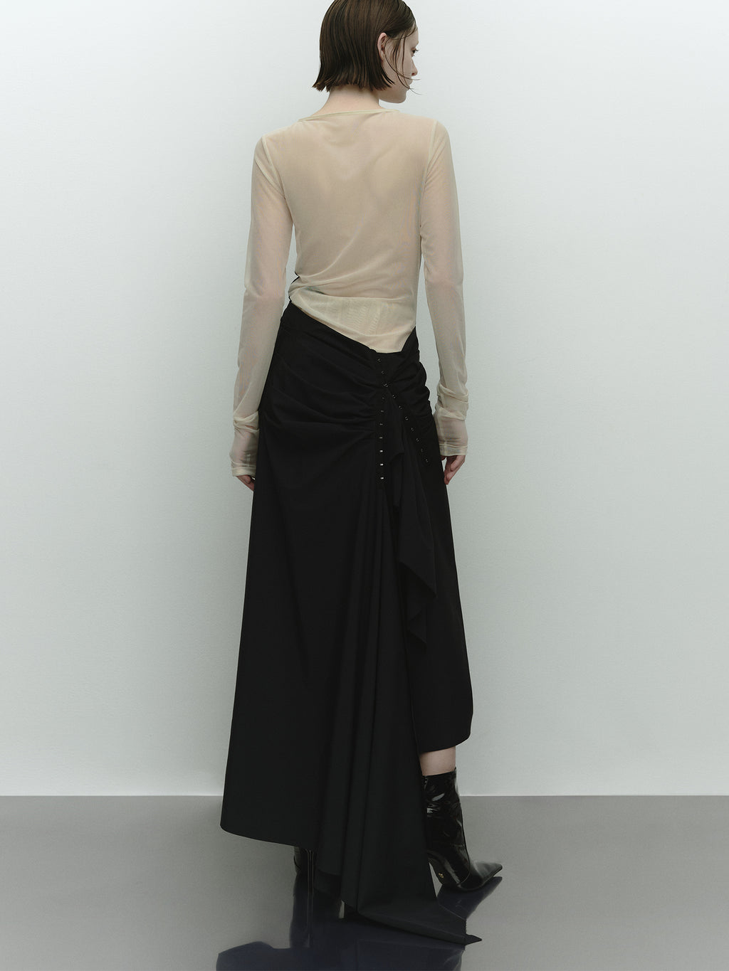 Ceinture Wrap Long Skirt / Black