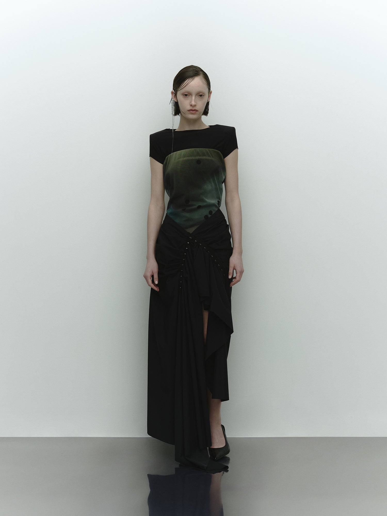 Ceinture Wrap Long Skirt / Black