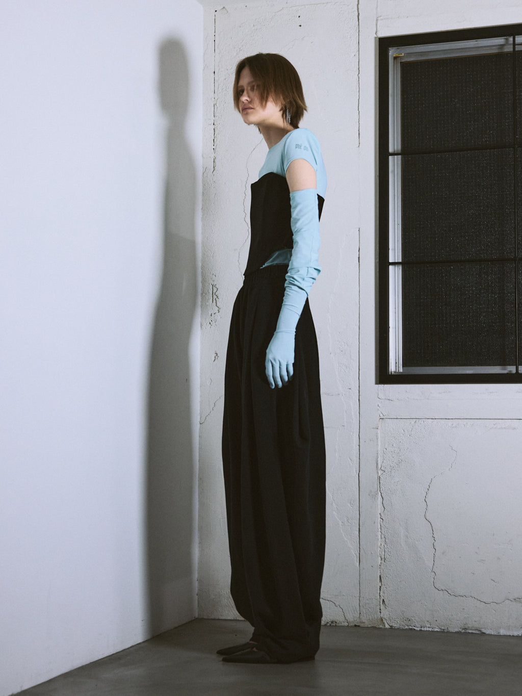 Sweat knees tuck pants / Black