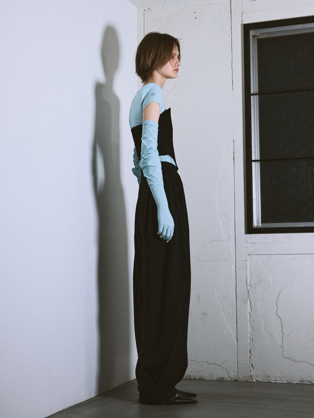 Sweat knees tuck pants / Black