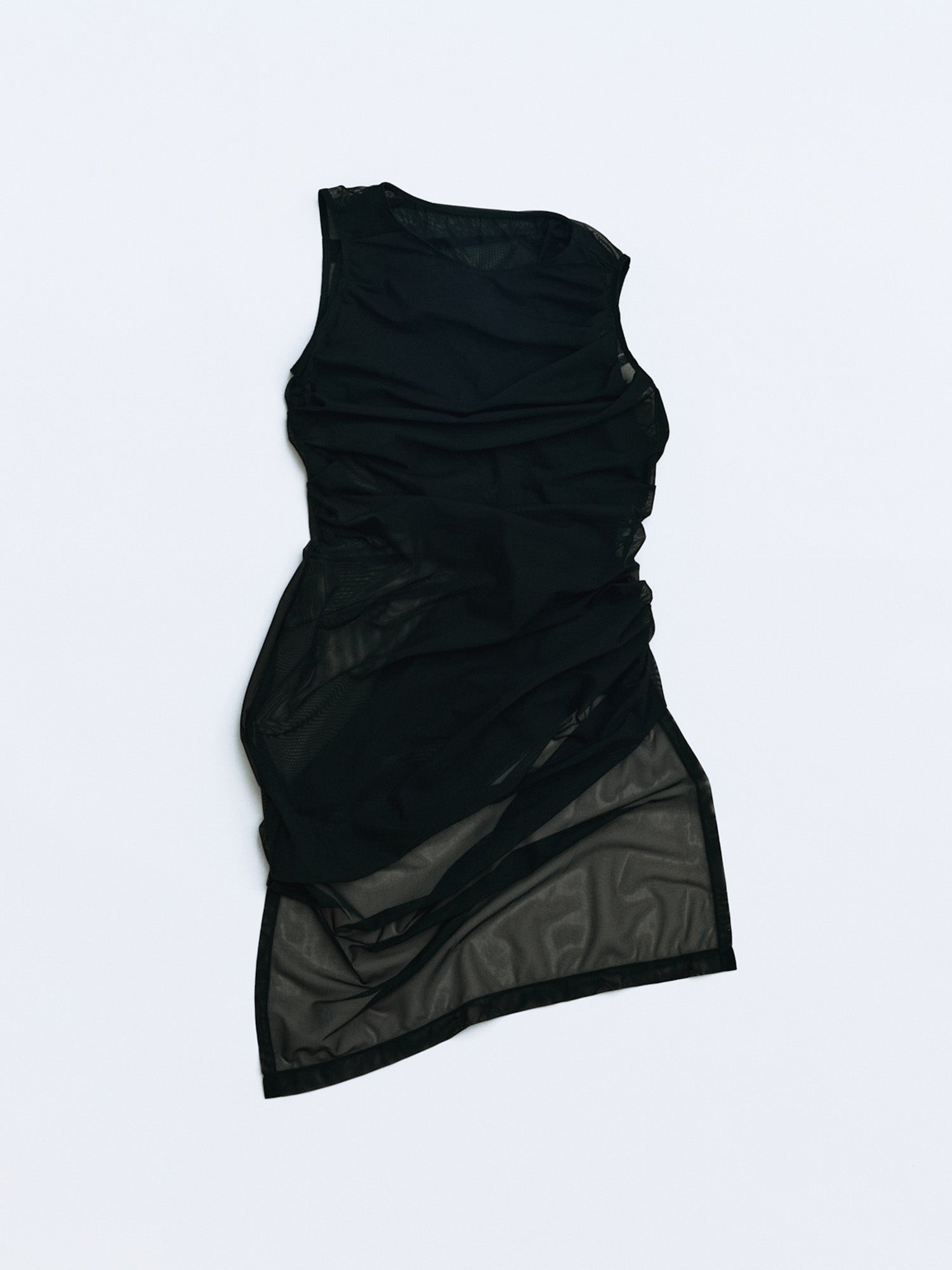 Sheer Drape Lifted Back Hooded Top / Black