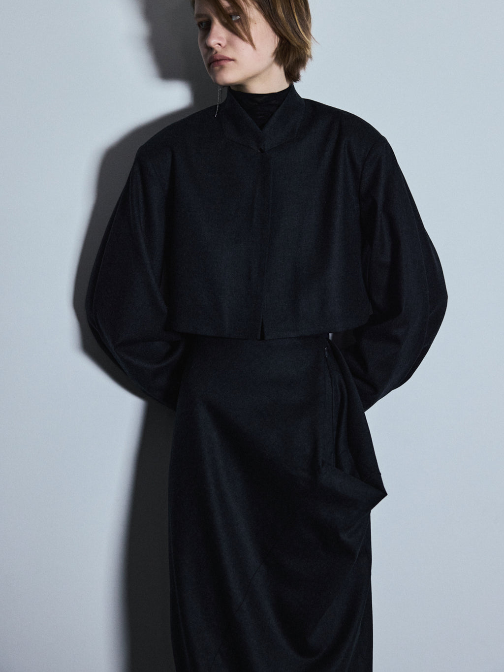 Back seamless Tuck Sleeve Jacket / Gray