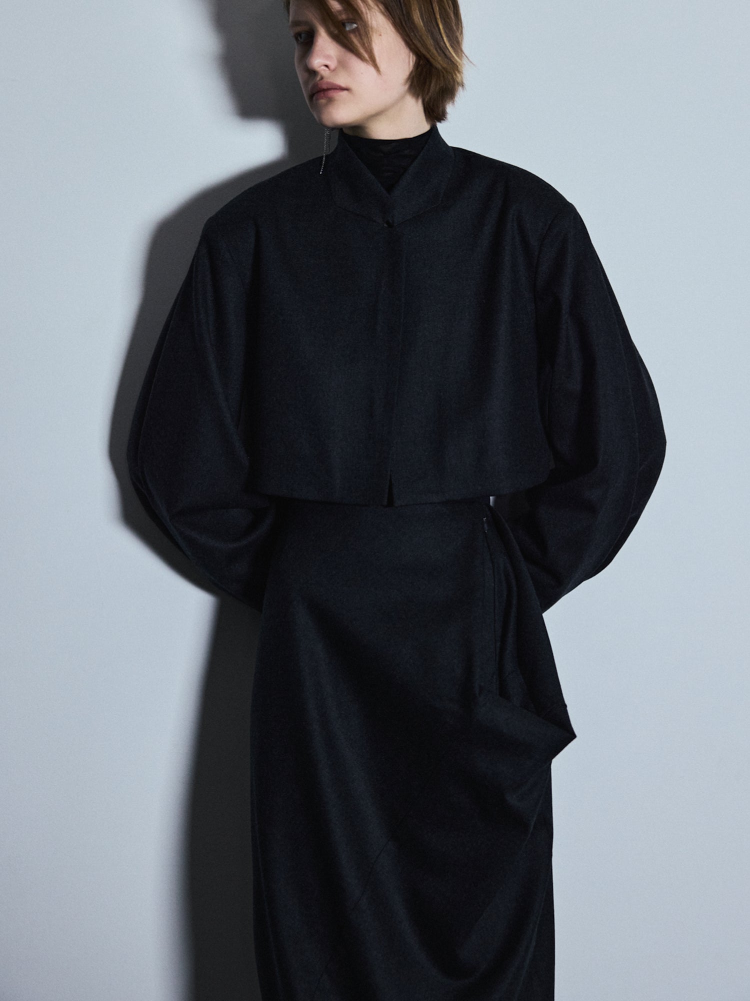 Back seamless Tuck Sleeve Jacket / Gray