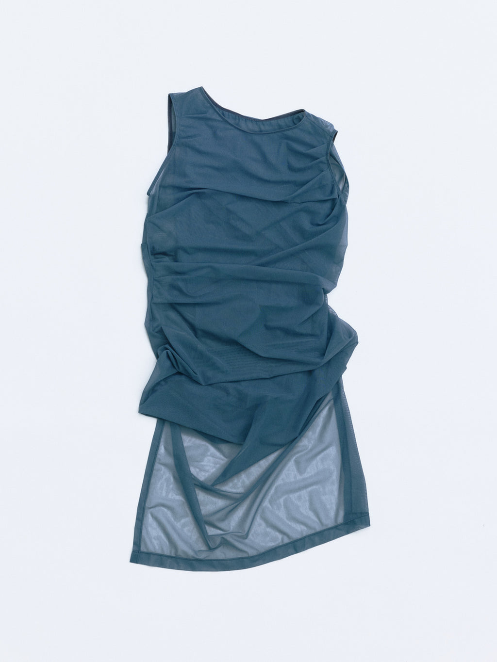 Sheer Drape Lifted Back Hooded Top / Gray