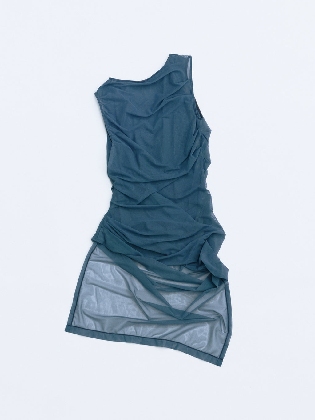 Sheer Drape Lifted Back Hooded Top / Gray