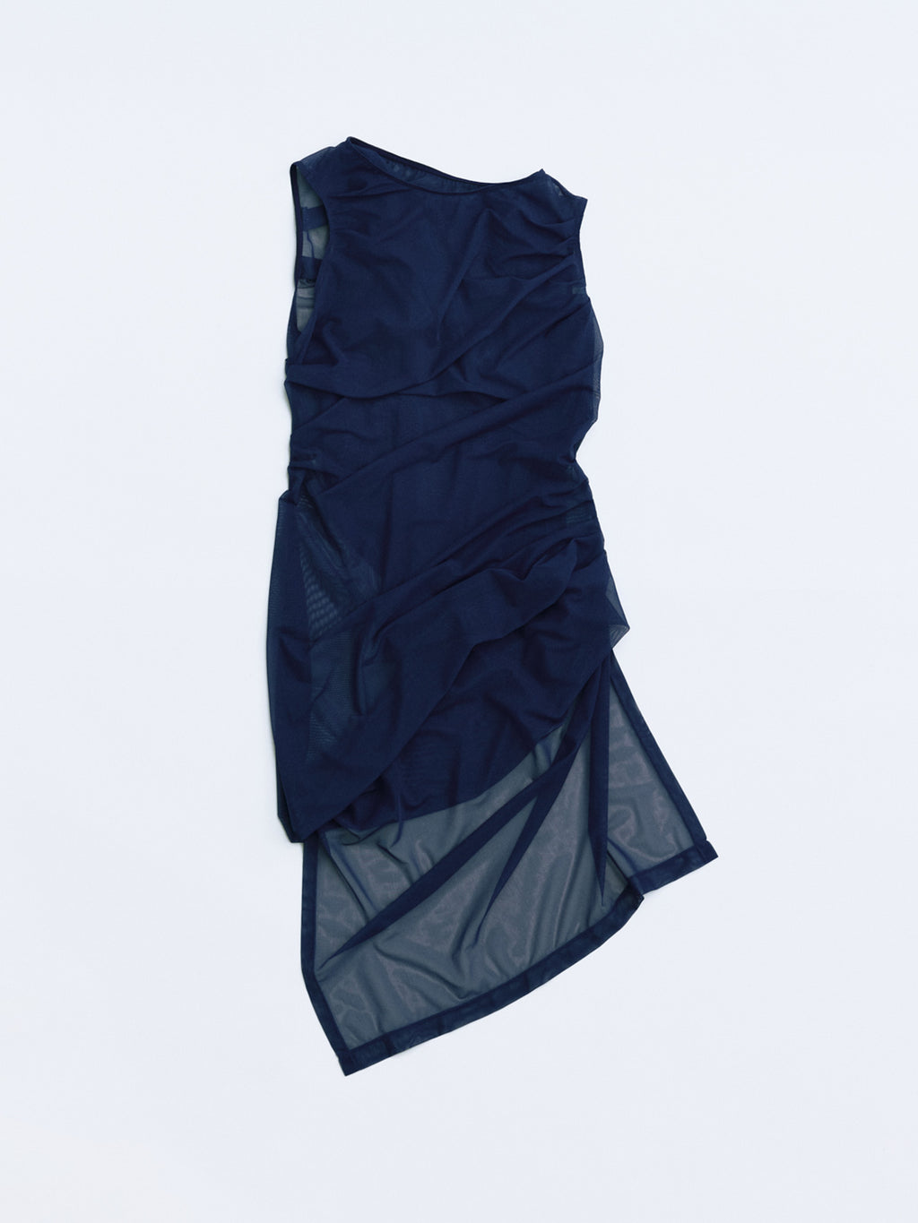 Sheer Drape Lifted Back Hooded Top / Navy