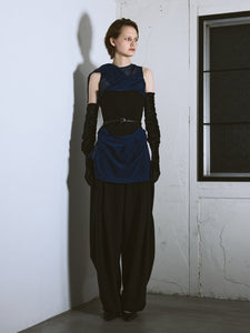 Seer Drape Lifted Back Hooded Top / Navy