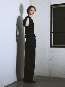 Seer Drape Lifted Back Hooded Top / Navy