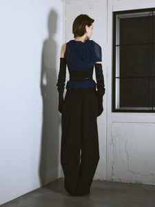 Seer Drape Lifted Back Hooded Top / Navy