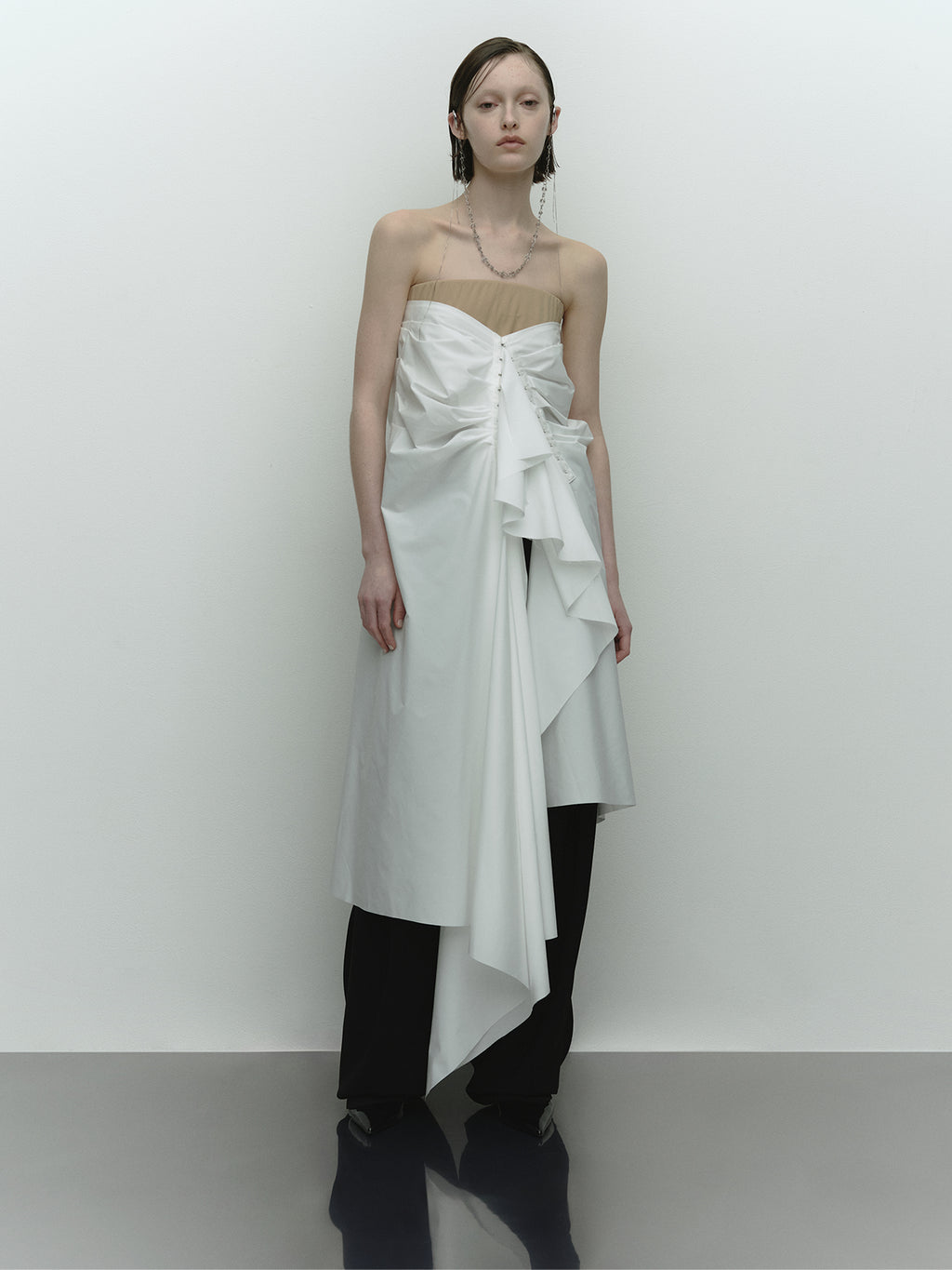 Ceinture Wrap Long Skirt / White