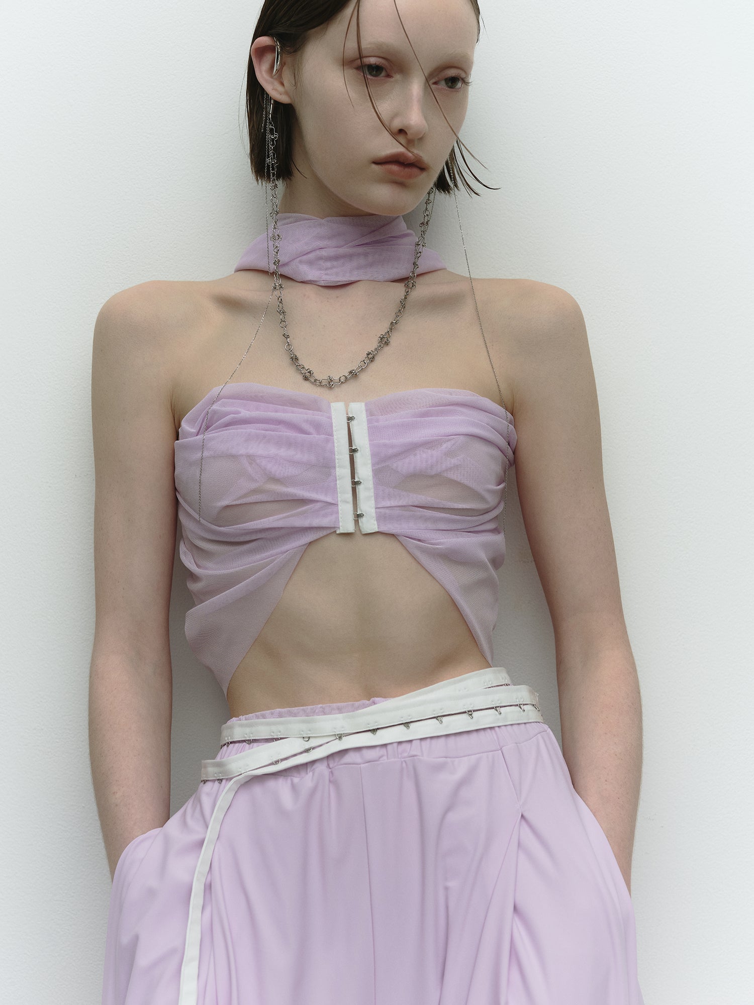 Hook Tape Eye Chain Belt / White