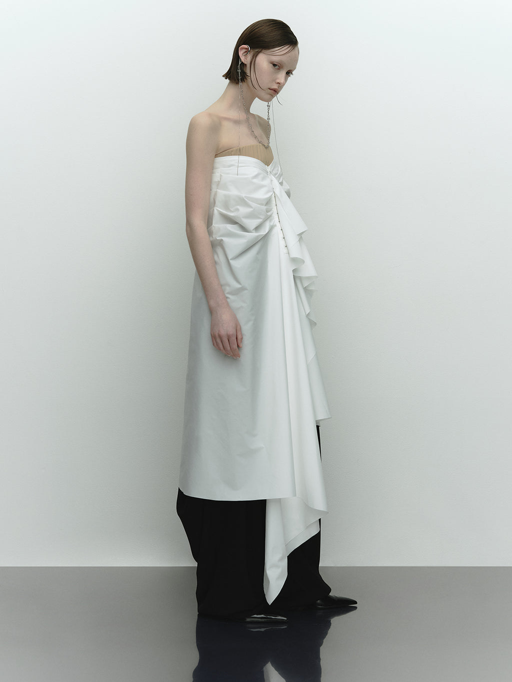 Ceinture Wrap Long Skirt / White