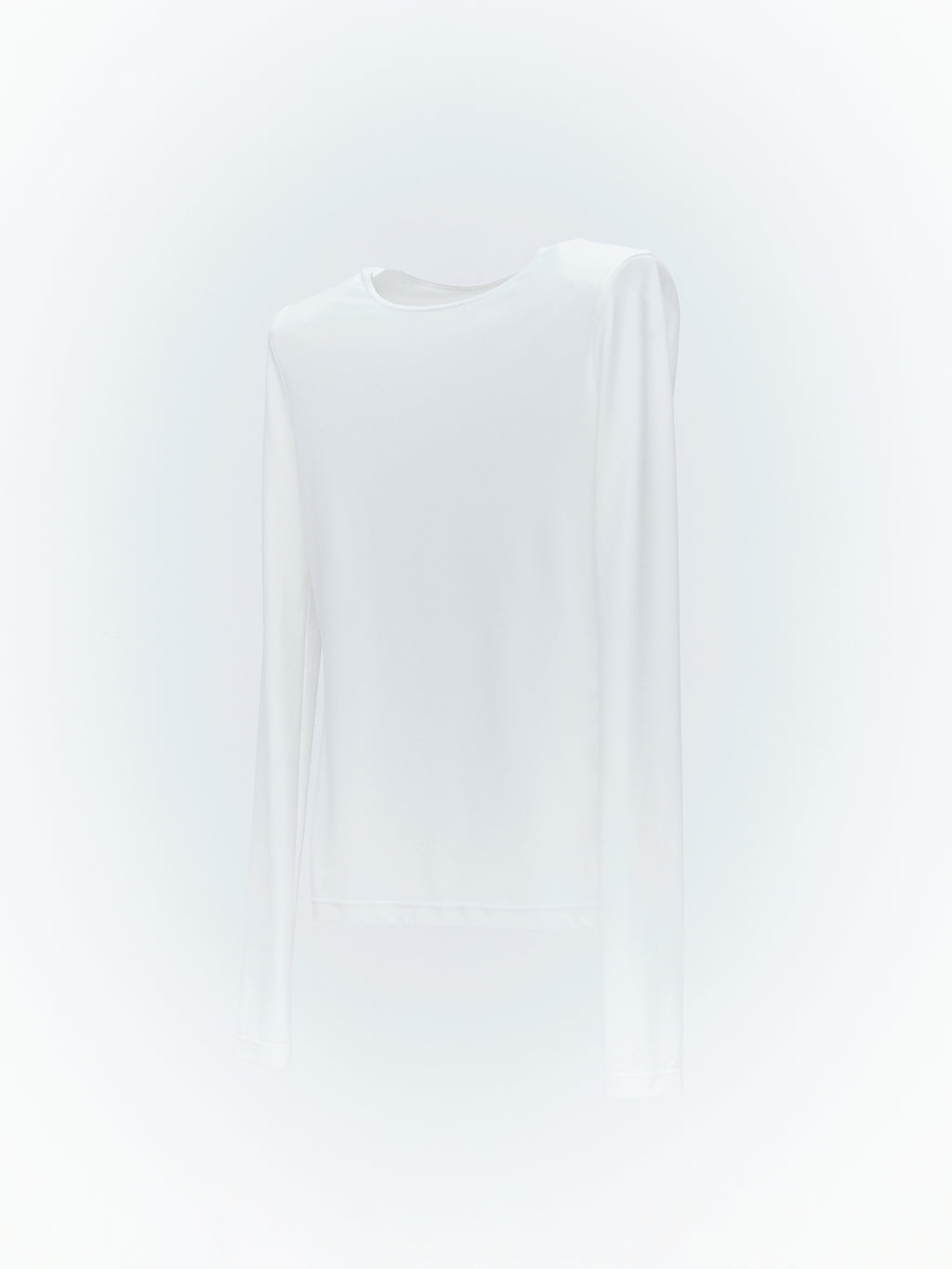 Shoulder Pad Long Sleeve Top / White